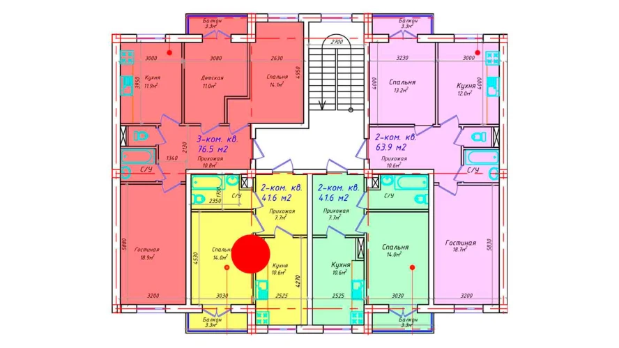 1-комн. квартира 41.6 м²  4/5 этаж | Жилой комплекс CHIRCHIQ CITY