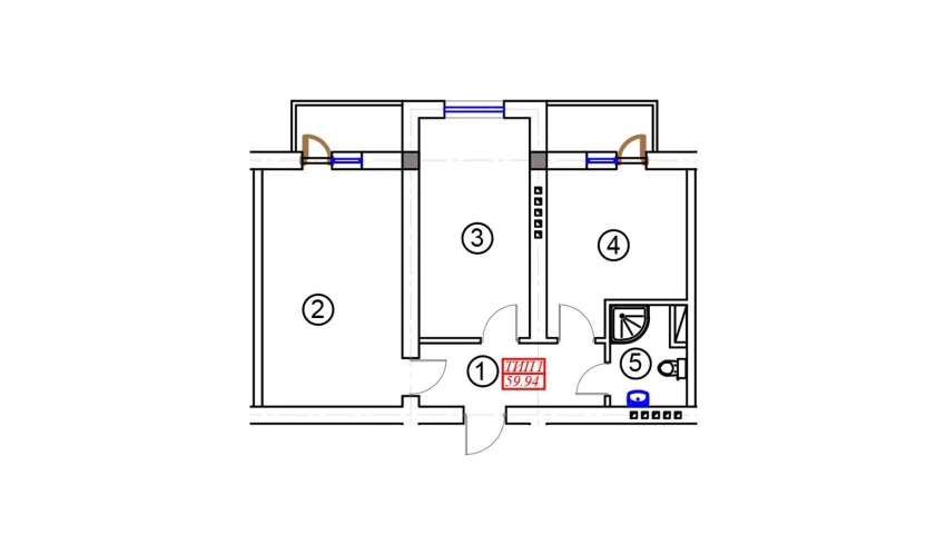 2-комнатная квартира 59.94 м²  5/5 этаж | Жилой комплекс BATOSH