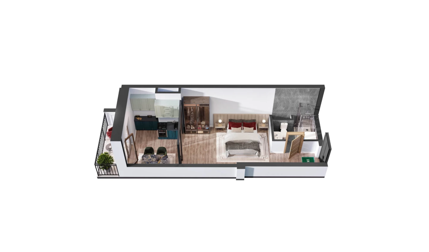 1-комн. квартира 29.24 м²  8/10 этаж | Жилой комплекс YANGIOBOD RESIDENCE