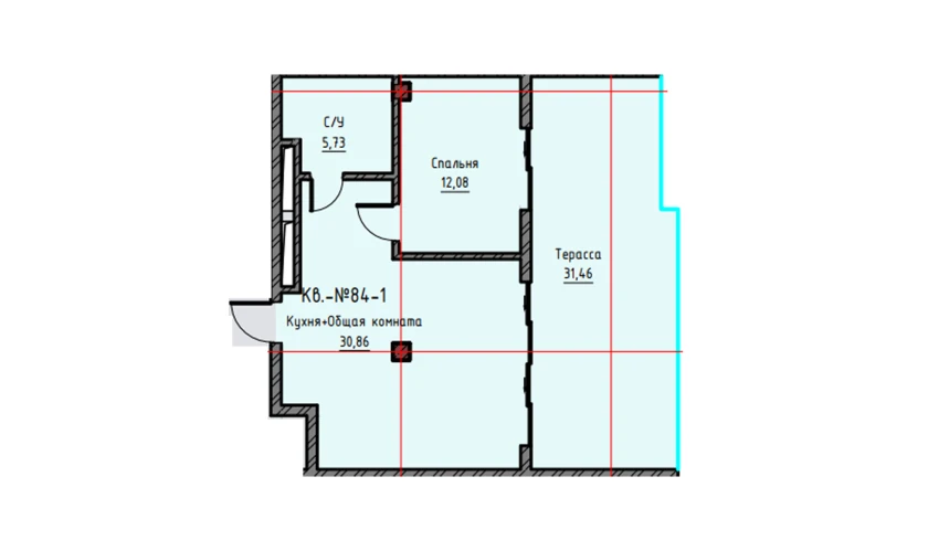 1-комнатная квартира 80.13 м²  9/9 этаж | Жилой комплекс UCHTEPA CITY
