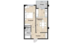 2-xonali xonadon 46.61 m²  4/7 qavat | Bochka Resort Turar-joy majmuasi