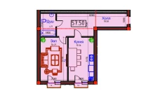 1-комн. квартира 57.5 м²  6/9 этаж | Жилой комплекс BAHOR