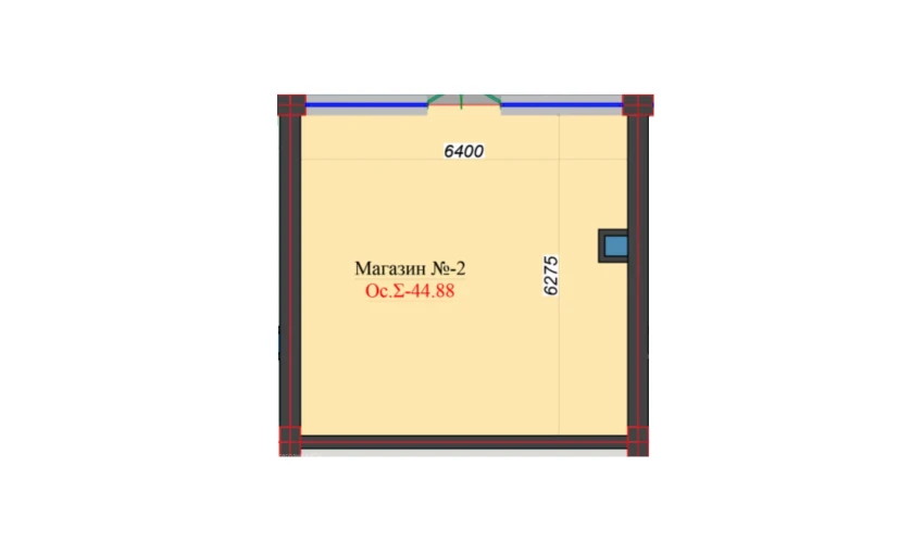 1-xonali xonadon 44.88 m²  1/10 qavat | Ooo Angren smart city 1 Turar-joy majmuasi