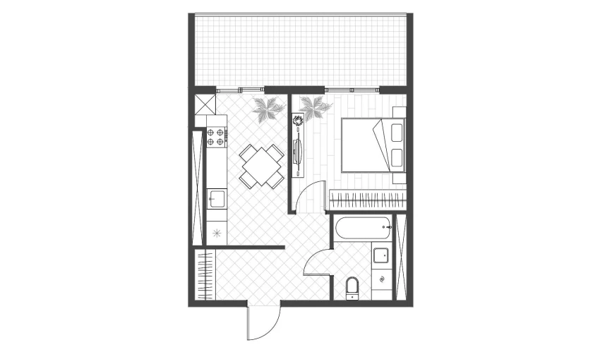 1-xonali xonadon 35.52 m²  3/14 qavat | PARVOZ Turar-joy majmuasi