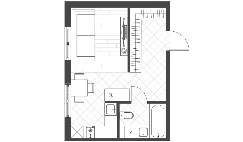 1-комнатная квартира 28.57 м²  6/12 этаж | Жилой комплекс PARVOZ