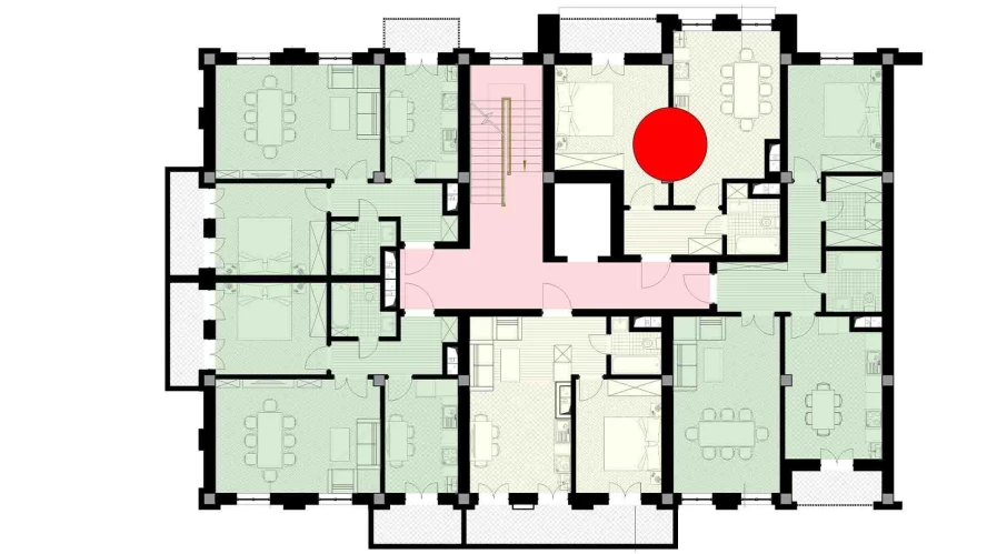 1-xonali xonadon 47.76 m²  7/9 qavat | SHARQ Turar-joy majmuasi