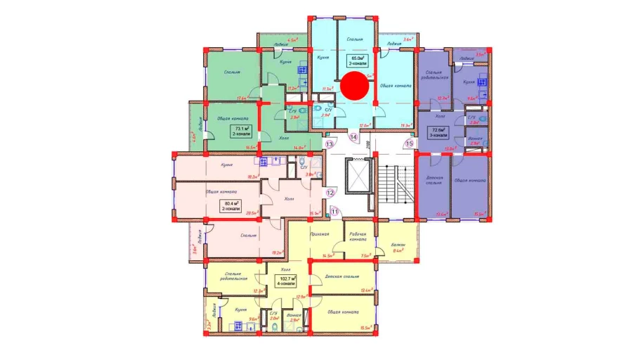 2-xonali xonadon 65 m² 9/9 qavat | Orzular Turar-joy majmuasi 2-xonali xonadon 65 m² 9/9 qavat | Orzular Turar-joy majmuasi