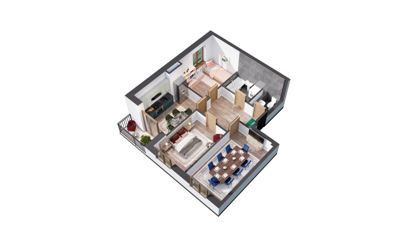 3-комн. квартира 69.46 м²  5/10 этаж | Жилой комплекс YANGIOBOD RESIDENCE