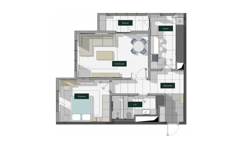 2-комнатная квартира 69.12 м²  10/26 этаж | Жилой комплекс SAF TOWERS