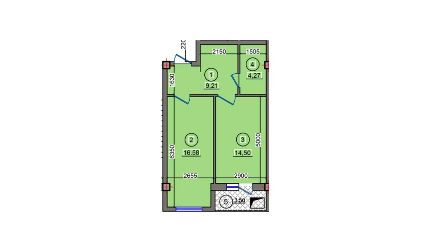 1-комнатная квартира 48.07 м²  7/10 этаж | Жилой комплекс Qibray City