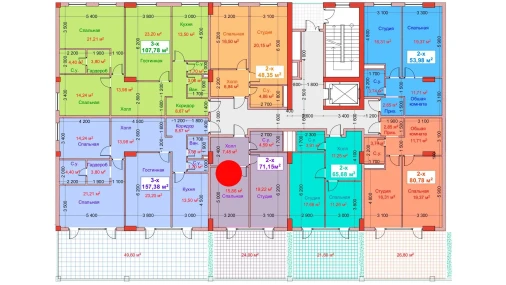 2-xonali xonadon 71.15 m²  2/8 qavat | CAPITAL AVENUE Turar-joy majmuasi