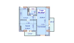 1-комн. квартира 50.02 м²  8/9 этаж | Жилой комплекс SHAYX-UL OLAM