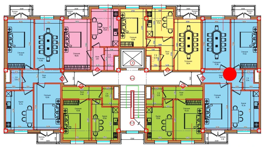 3-xonali xonadon 83.2 m² 6/8 qavat | Markaz Turar-joy majmuasi 3-xonali xonadon 83.2 m² 6/8 qavat | Markaz Turar-joy majmuasi