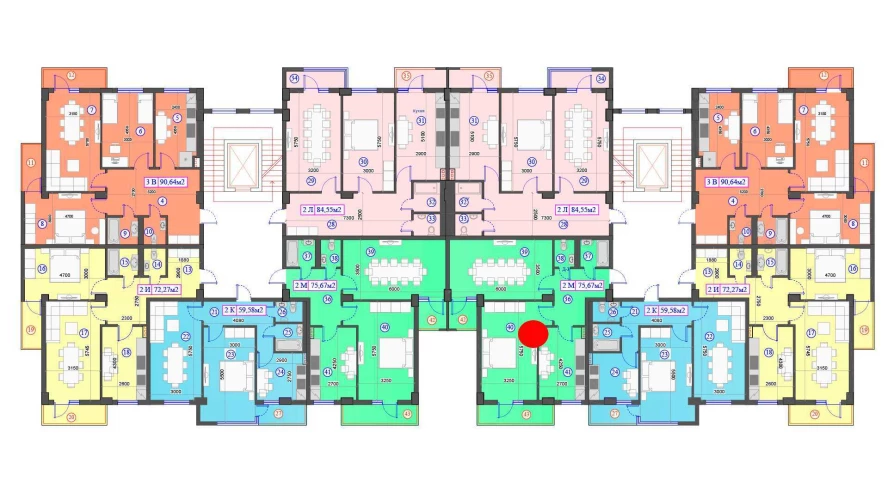 2-xonali xonadon 75.67 m²  2/7 qavat | O'ZBEGIM Turar-joy majmuasi