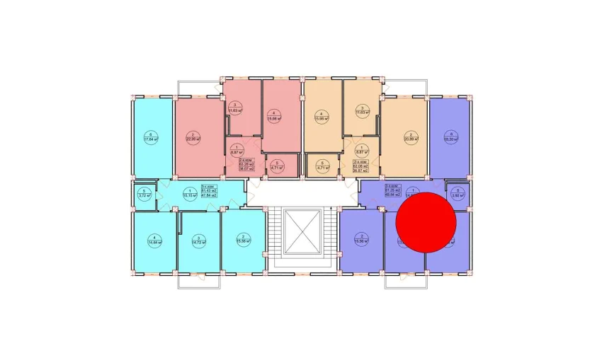 3-xonali xonadon 81.25 m²  7/7 qavat | Ashxabod Turar-joy majmuasi