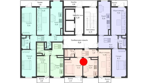 2-xonali xonadon 52.95 m²  13/15 qavat | Navro'z Residence Turar-joy majmuasi