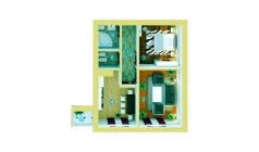2-xonali xonadon 49 m²  3/9 qavat | ZAR ZAMONAVIY UYLAR Turar-joy majmuasi