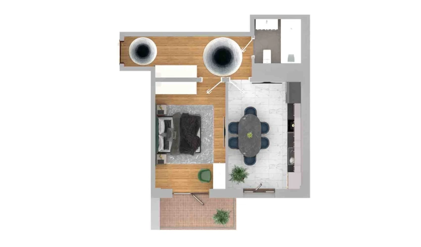 2-комнатная квартира 42.9 м²  10/13 этаж | Жилой комплекс Al-Qasr