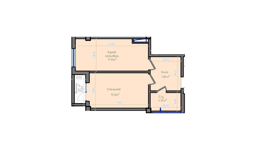 1-xonali xonadon 50 m²  11/13 qavat | ORZU SAROYI Turar-joy majmuasi