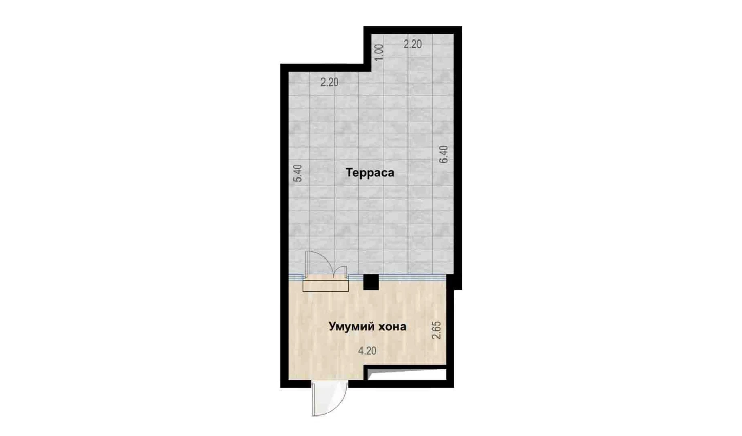 1-комн. квартира 40.38 м²  4/7 этаж | Жилой комплекс Bochka Resort