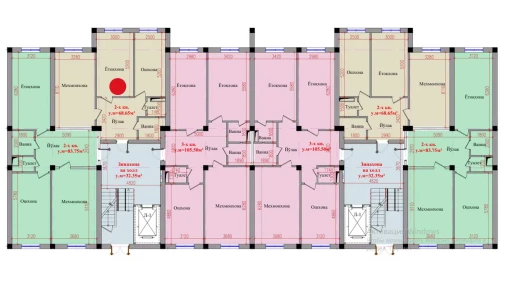 2-комнатная квартира 68.65 м²  1/8 этаж | Жилой комплекс Saxro