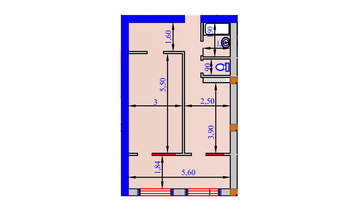 1-комн. квартира 57.4 м²  1/9 этаж | Жилой комплекс SHOHSAROY
