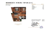 3-xonali xonadon 53.97 m²  2/6 qavat | TUSHLAR VODIYSI Turar-joy majmuasi