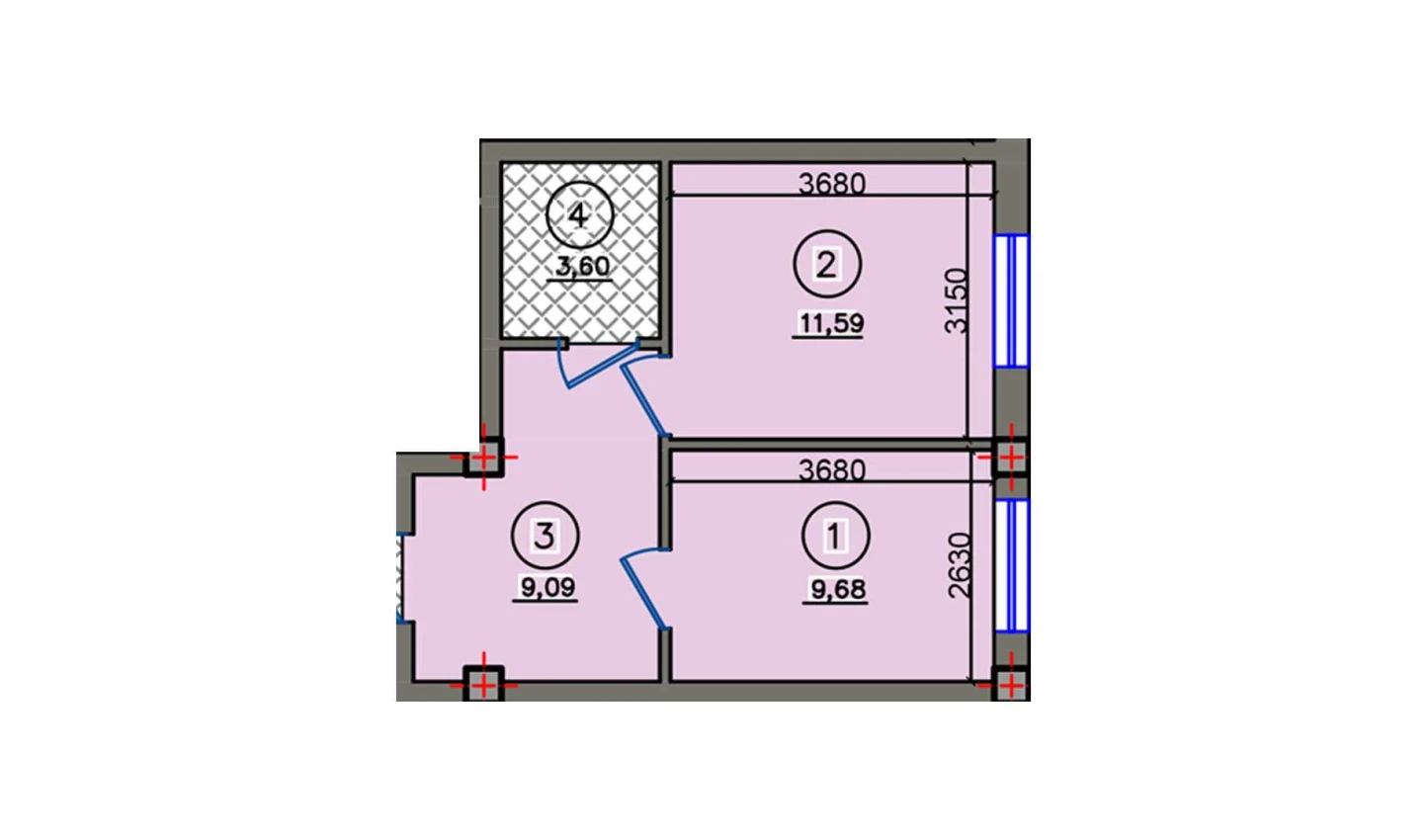 1-xonali xonadon 33.96 m²  1/10 qavat | Qibray City Turar-joy majmuasi