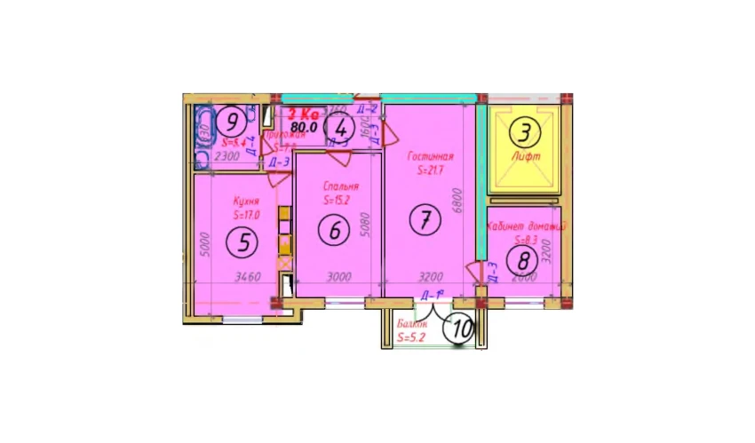 3-комнатная квартира 71.5 м²  8/9 этаж | Жилой комплекс SAMARQAND CITY