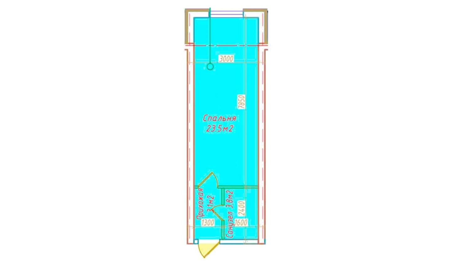 1-комн. квартира 30.4 м²  4/16 этаж | Жилой комплекс DO'MBIROBOD RESIDENCE