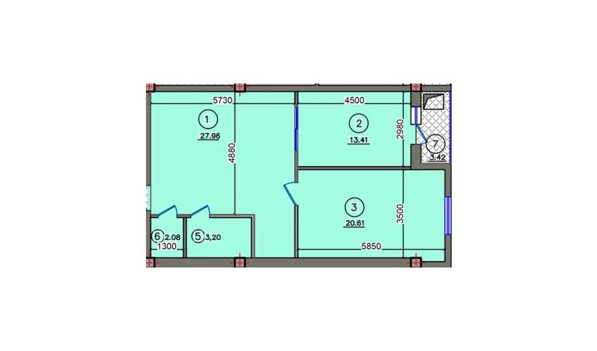 2-комнатная квартира 74.18 м²  8/10 этаж | Жилой комплекс Qibray City