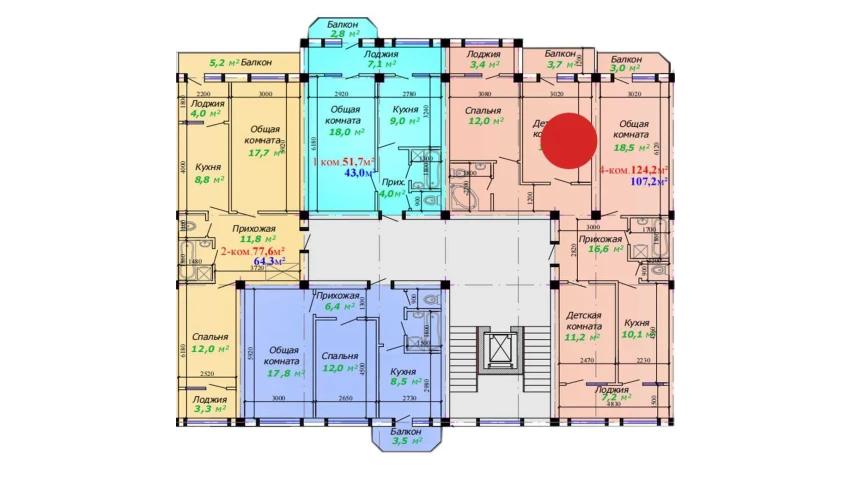 4-комнатная квартира 124.2 м²  2/7 этаж | Жилой комплекс Bunyodkor