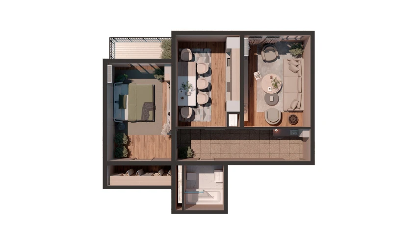2-комнатная квартира 60.06 м²  16/16 этаж | Жилой комплекс JOMIY RESIDENCE