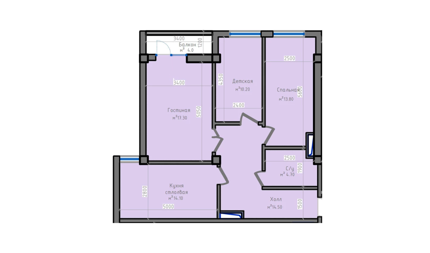 3-xonali xonadon 83.6 m²  11/13 qavat | ORZU SAROYI Turar-joy majmuasi