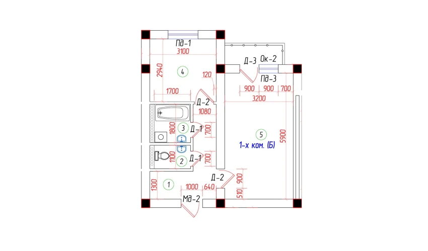 1-комнатная квартира 40.34 м²  4/7 этаж | Жилой комплекс Oila TJM