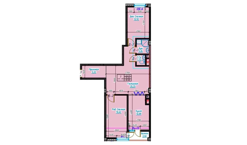 3-комнатная квартира 78.9 м²  8/13 этаж | Жилой комплекс Bog'dod City