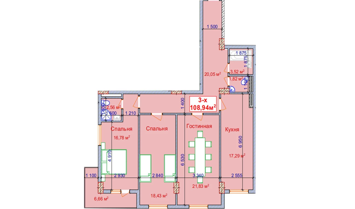 3-xonali xonadon 108.94 m² 2/9 qavat | SHAYX-UL OLAM Turar-joy majmuasi 3-xonali xonadon 108.94 m² 2/9 qavat | SHAYX-UL OLAM Turar-joy majmuasi