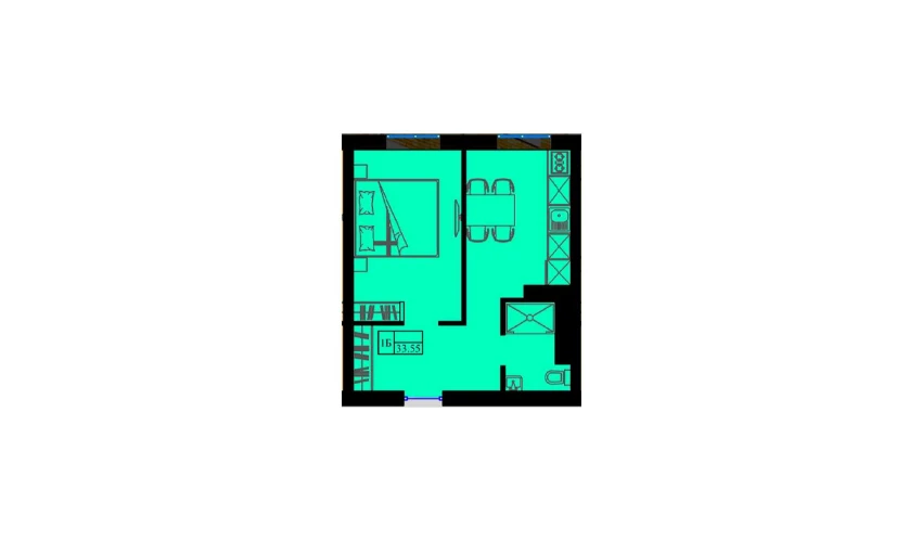 1-комнатная квартира 34 м²  8/8 этаж | Жилой комплекс Sohil