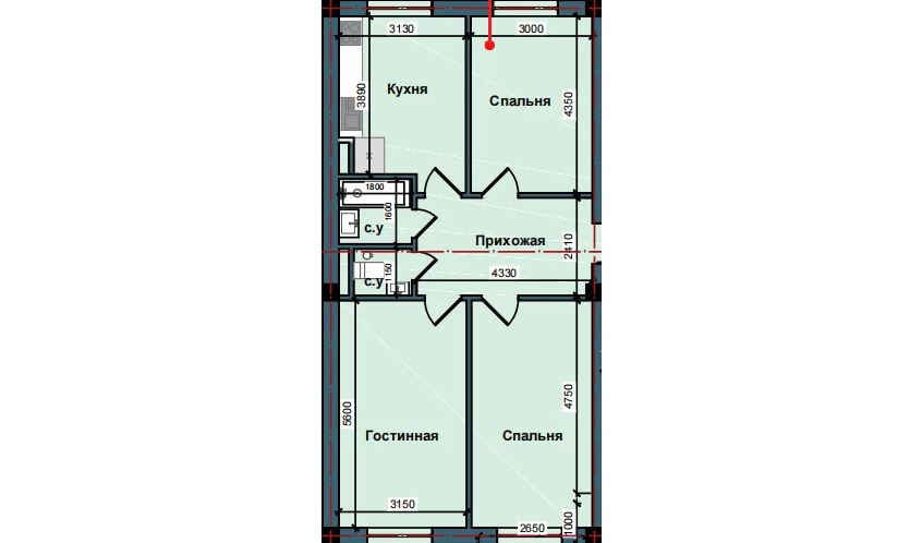 3-комн. квартира 79 м²  7/9 этаж | Жилой комплекс NUR BARAKA