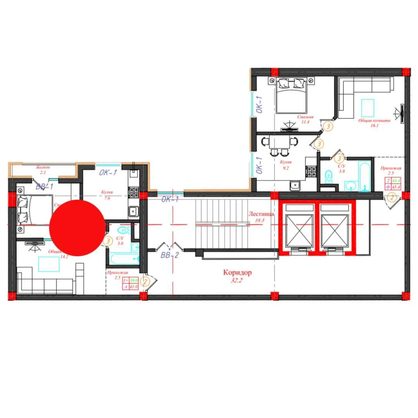 1-комн. квартира 41 м²  2/10 этаж | Жилой комплекс CHINARA PARK