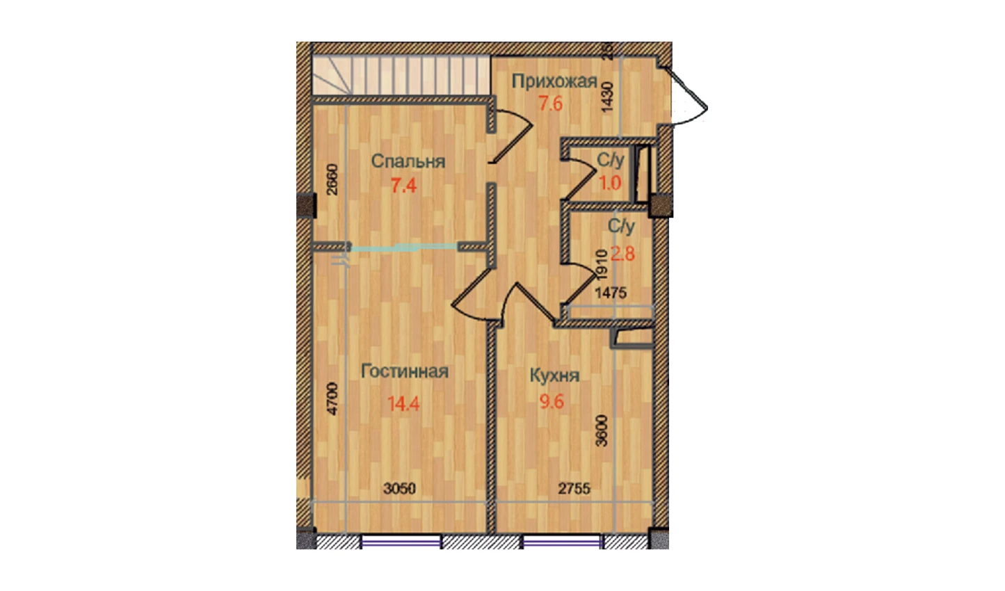 2-xonali xonadon 85.6 m²  1/6 qavat | MBG Turar-joy majmuasi