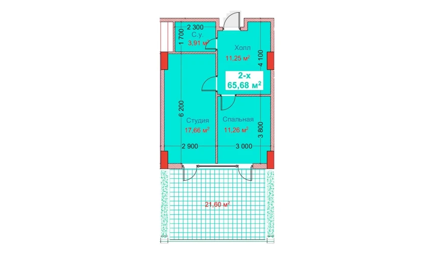 2-xonali xonadon 65.68 m²  2/8 qavat | CAPITAL AVENUE Turar-joy majmuasi