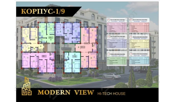 1-комнатная квартира 38 м²  1/7 этаж | Жилой комплекс Modern View