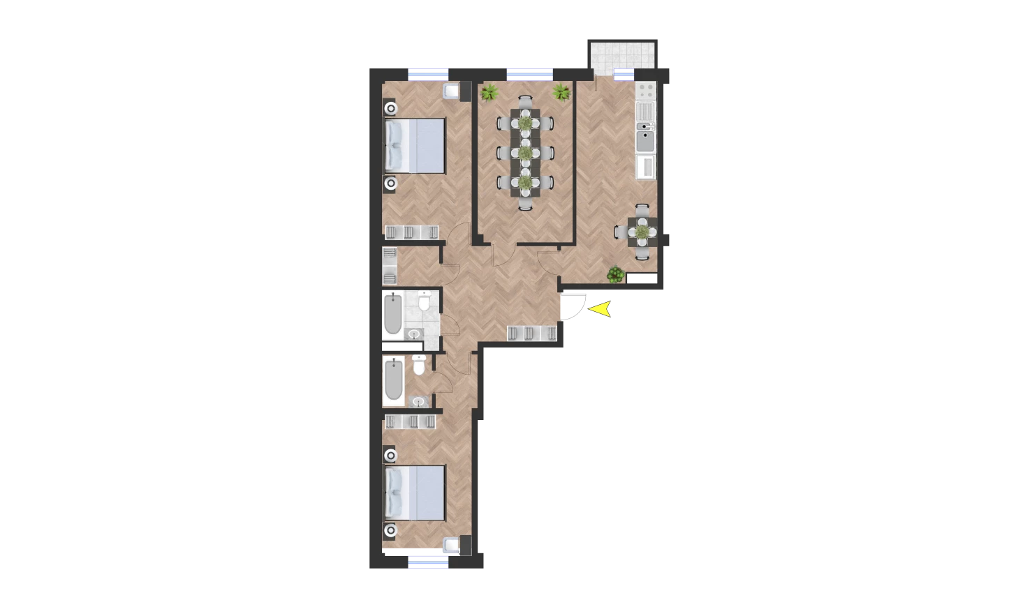 3-комн. квартира 99.57 м²  5/10 этаж | Жилой комплекс Ko'kcha-Oqtepa