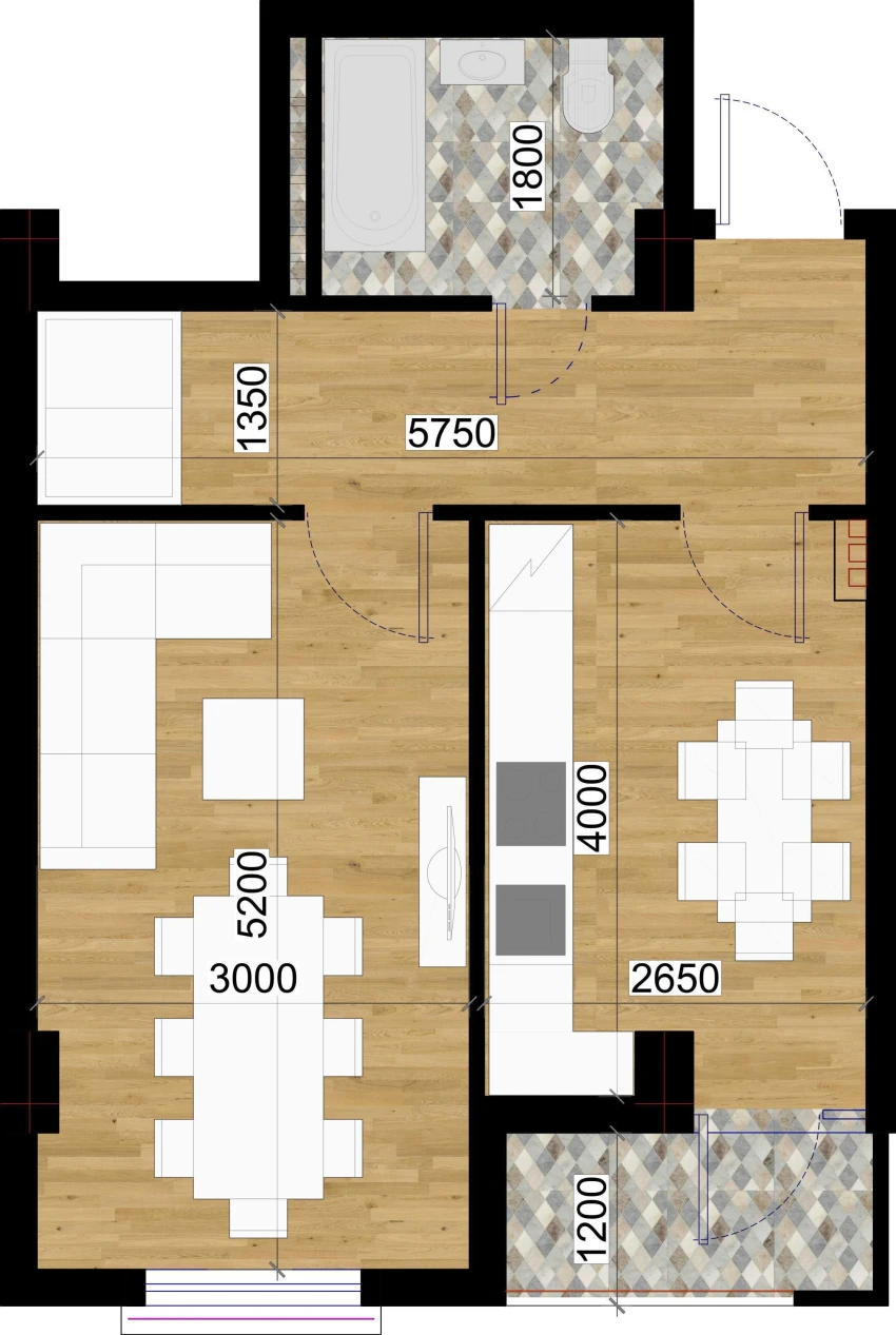 1-xonali xonadon 43.34 m²  5/7 qavat | O'ZBEGIM Turar-joy majmuasi