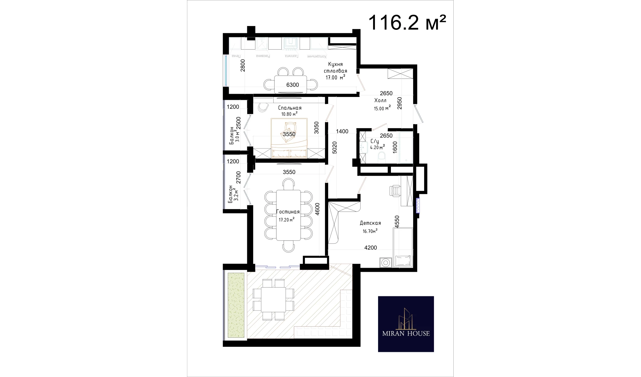 3-xonali xonadon 116.2 m²  13/13 qavat | ORZU SAROYI Turar-joy majmuasi