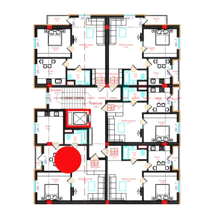 2-xonali xonadon 62.6 m²  3/9 qavat | CHINARA PARK Turar-joy majmuasi