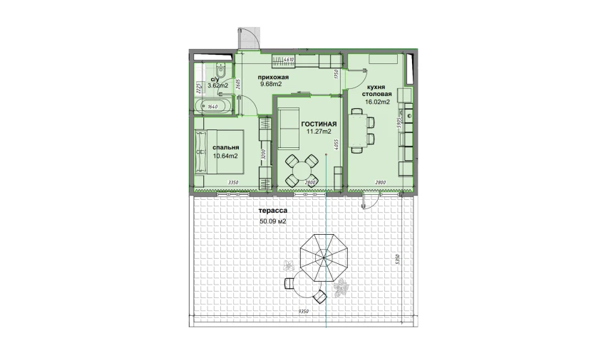 2-комнатная квартира 76.27 м²  2/16 этаж | Жилой комплекс BASHKENT