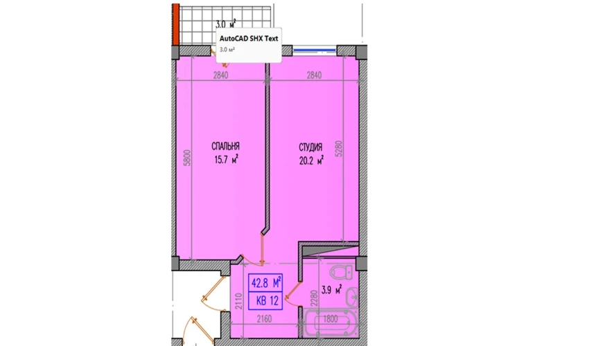 3-xonali xonadon 42.8 m²  2/9 qavat | Yuksalish Nurafshon Turar-joy majmuasi