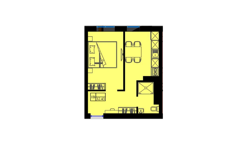 1-xonali xonadon 33 m²  8/8 qavat | Sohil Turar-joy majmuasi